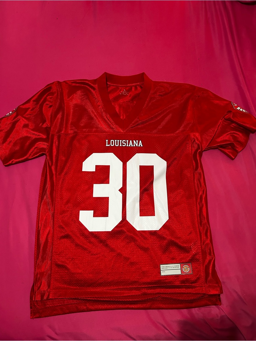 Red Louisiana Number 30 Women's Football Jersey